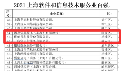 UCloud優(yōu)刻得榮登“2021上海軟件和信息技術服務業(yè)百強”榜單